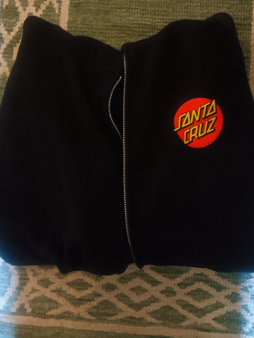 Santa Cruz Skateboards Black Zip Front Cardigan with Red Logo